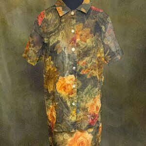 VTG Christy Lyn green floral dress & blouse size 11/12